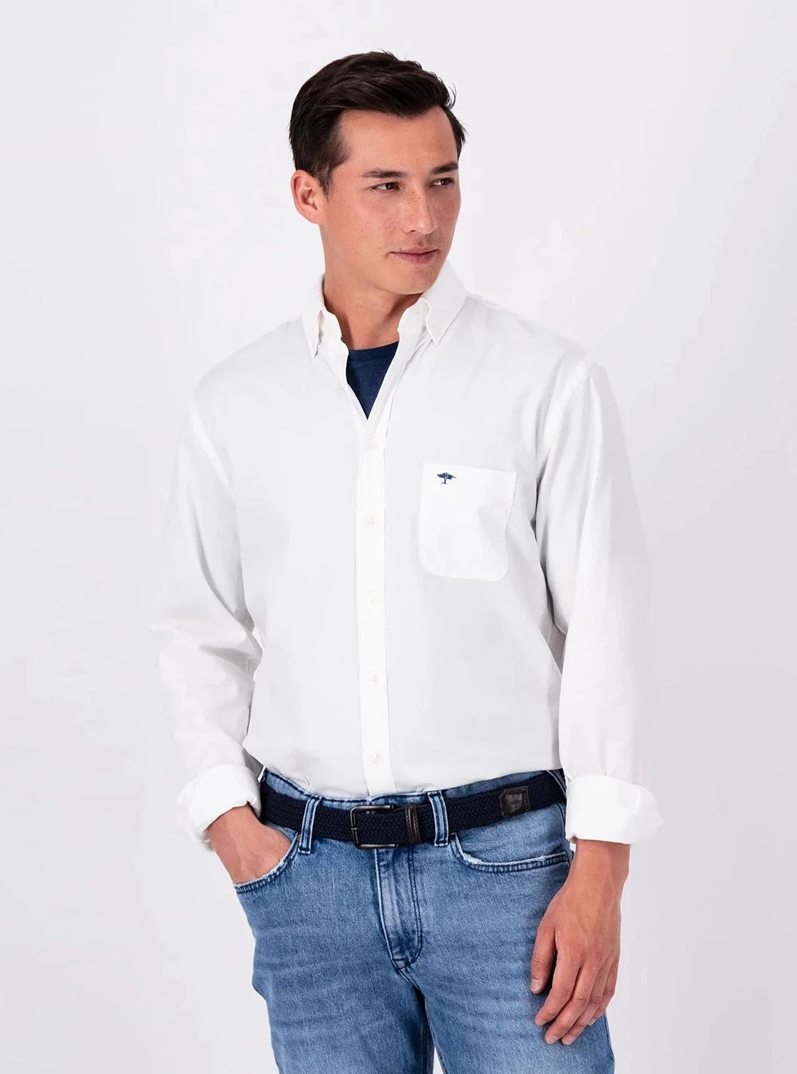 FYNCH-HATTON Two-Tone Twill Shirt, – White