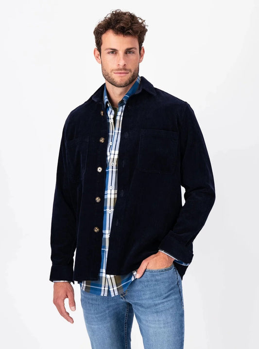 FYNCH-HATTON Cotton Corduroy Overshirt, Navy