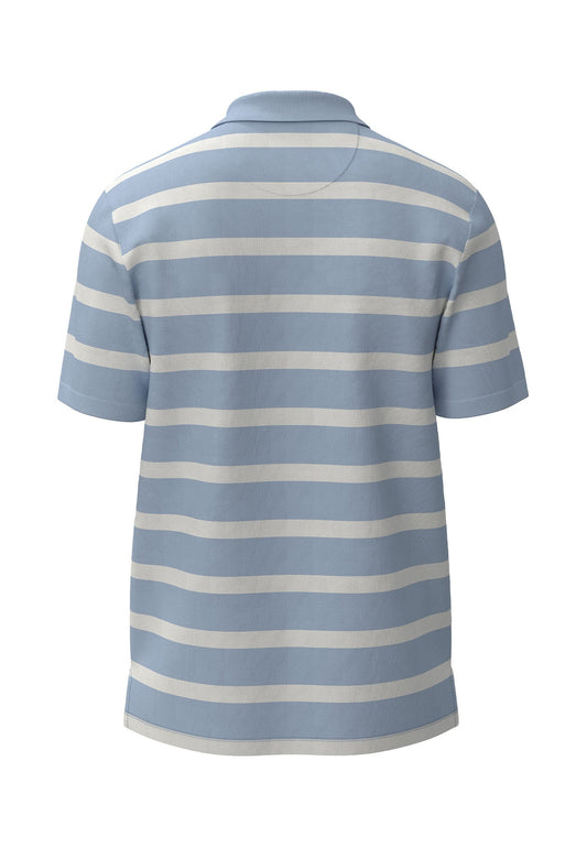 Cotton Polo Shirt, Striped Blue