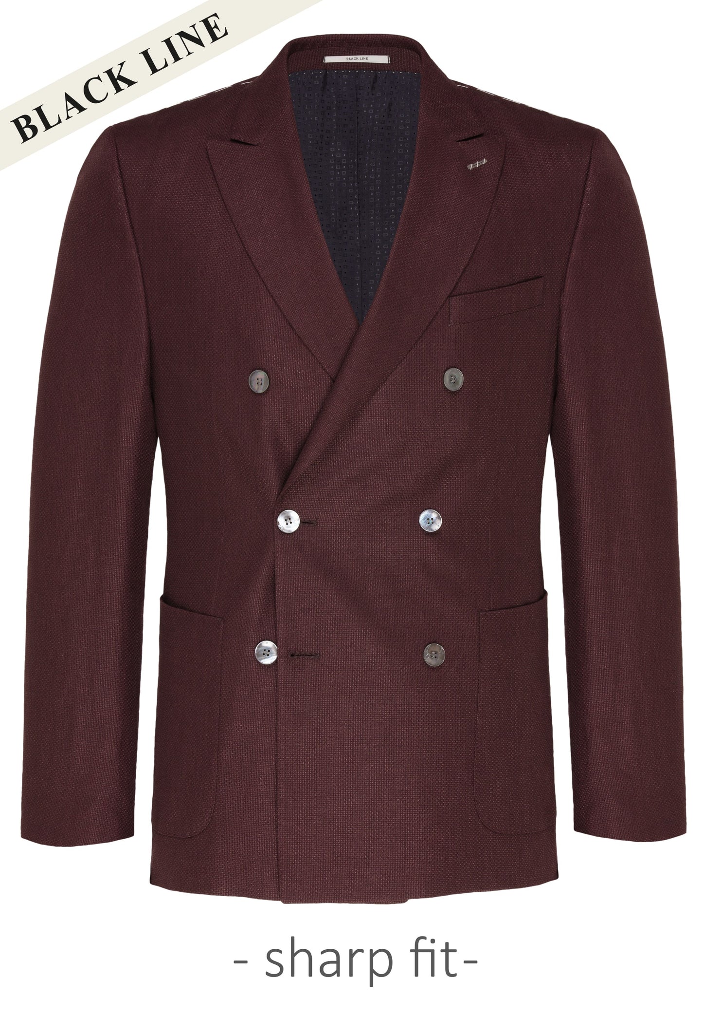 CARL GROSS Double Breasted Blazer, Burgundy