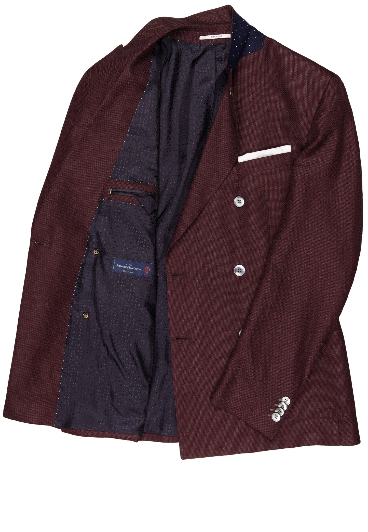 CARL GROSS Double Breasted Blazer, Burgundy