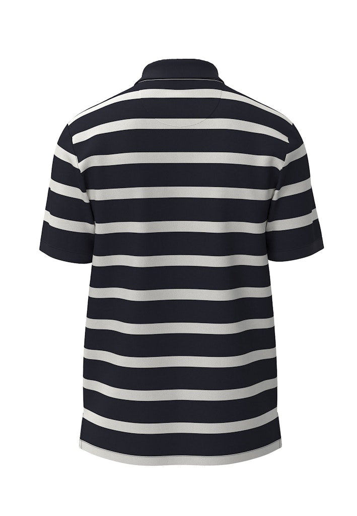 Cotton Polo Shirt, Striped Navy