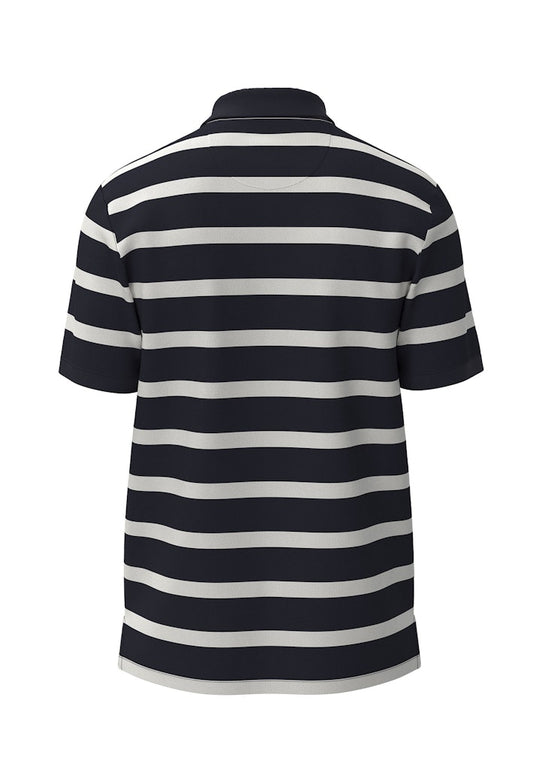 Cotton Polo Shirt, Striped Navy