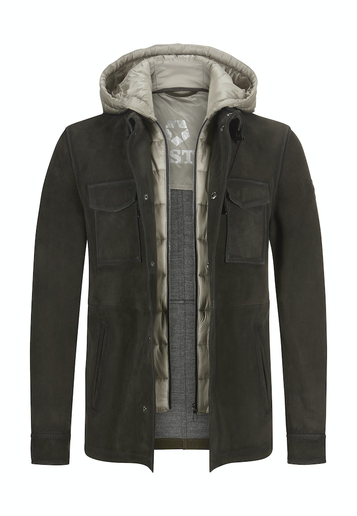 MILESTONE Leather jacket MS Joker, goat suede, Grey-brown