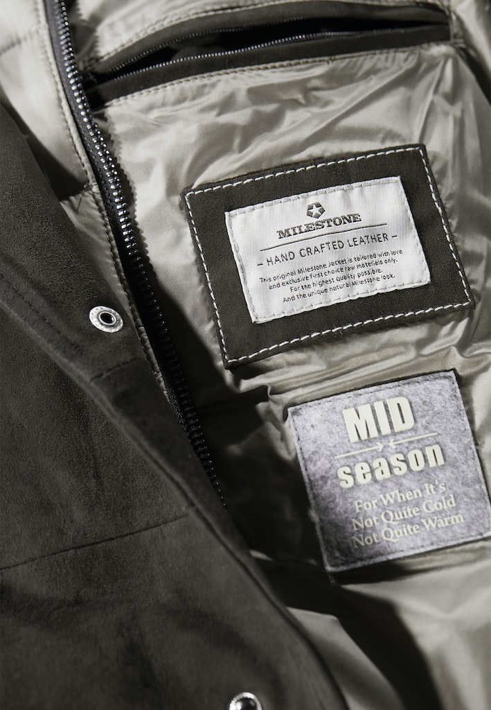 MILESTONE Leather jacket MS Joker, goat suede, Grey-brown