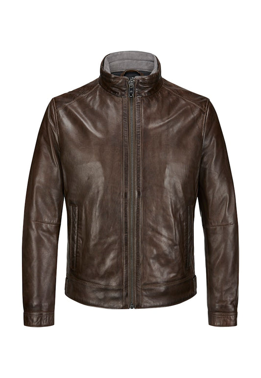 Leather jacket MSBarney, Padded Lamb Nappa, Medium Brown