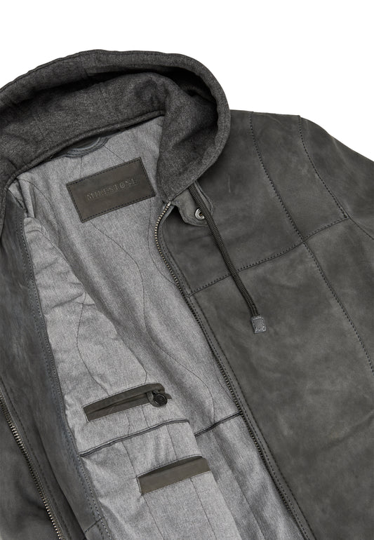 Renaldo Leather Jacket, Sheepskin, Dark Grey