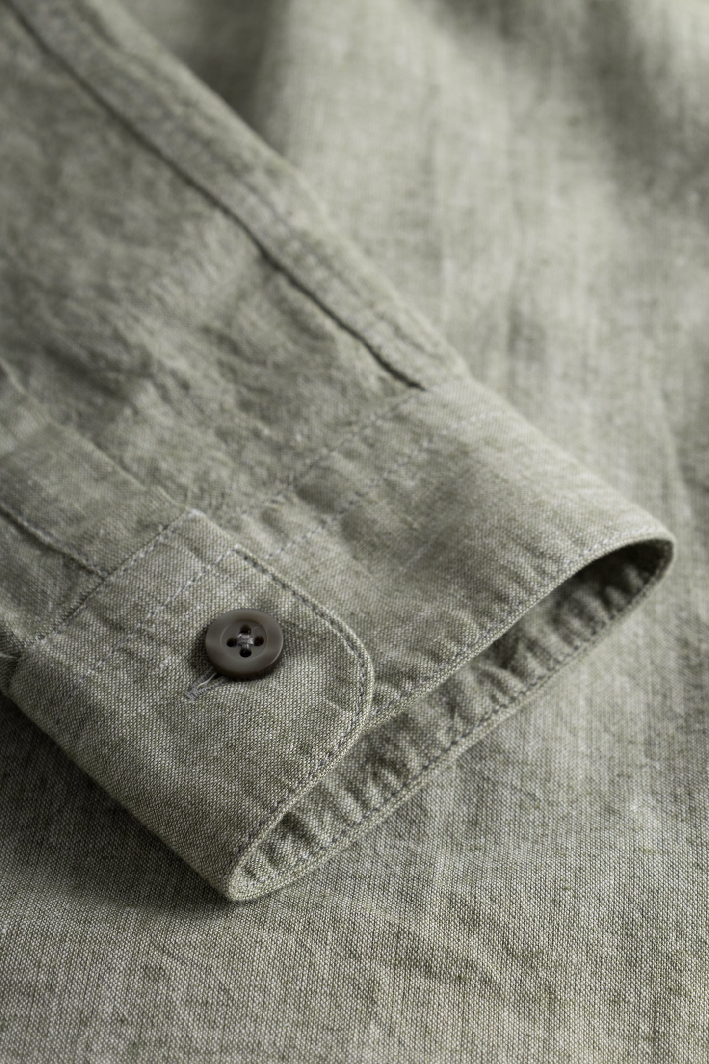 Mao Linen Shirt, Green