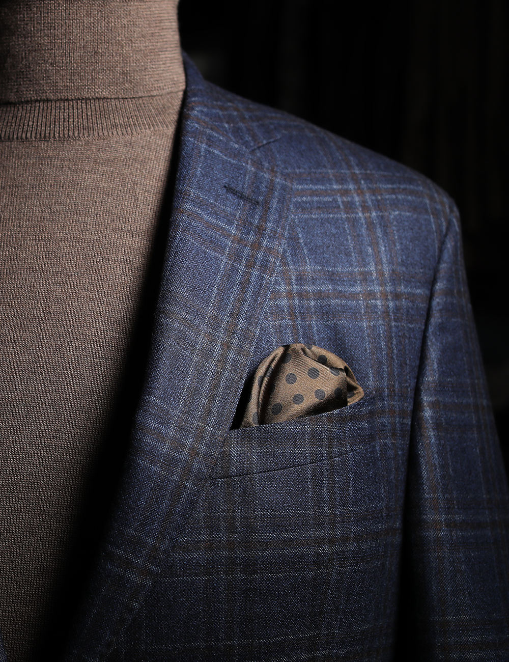 Merino Wool and Silk Blazer, Blue Checked