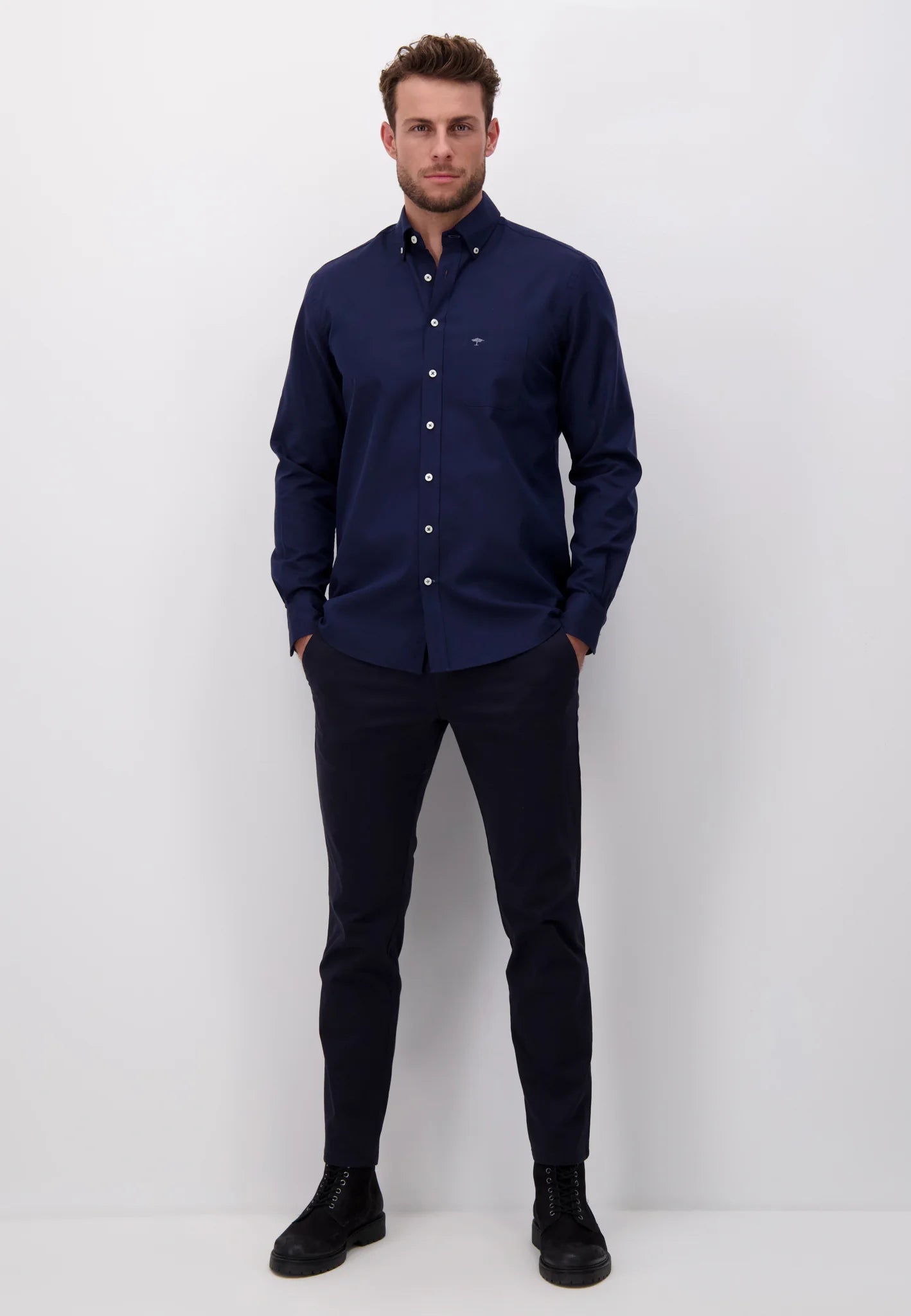 FYNCH-HATTON Oxford Made Of Soft Cotton, Navy