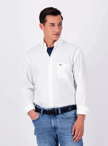 FYNCH-HATTON Two-Tone Twill Shirt, White