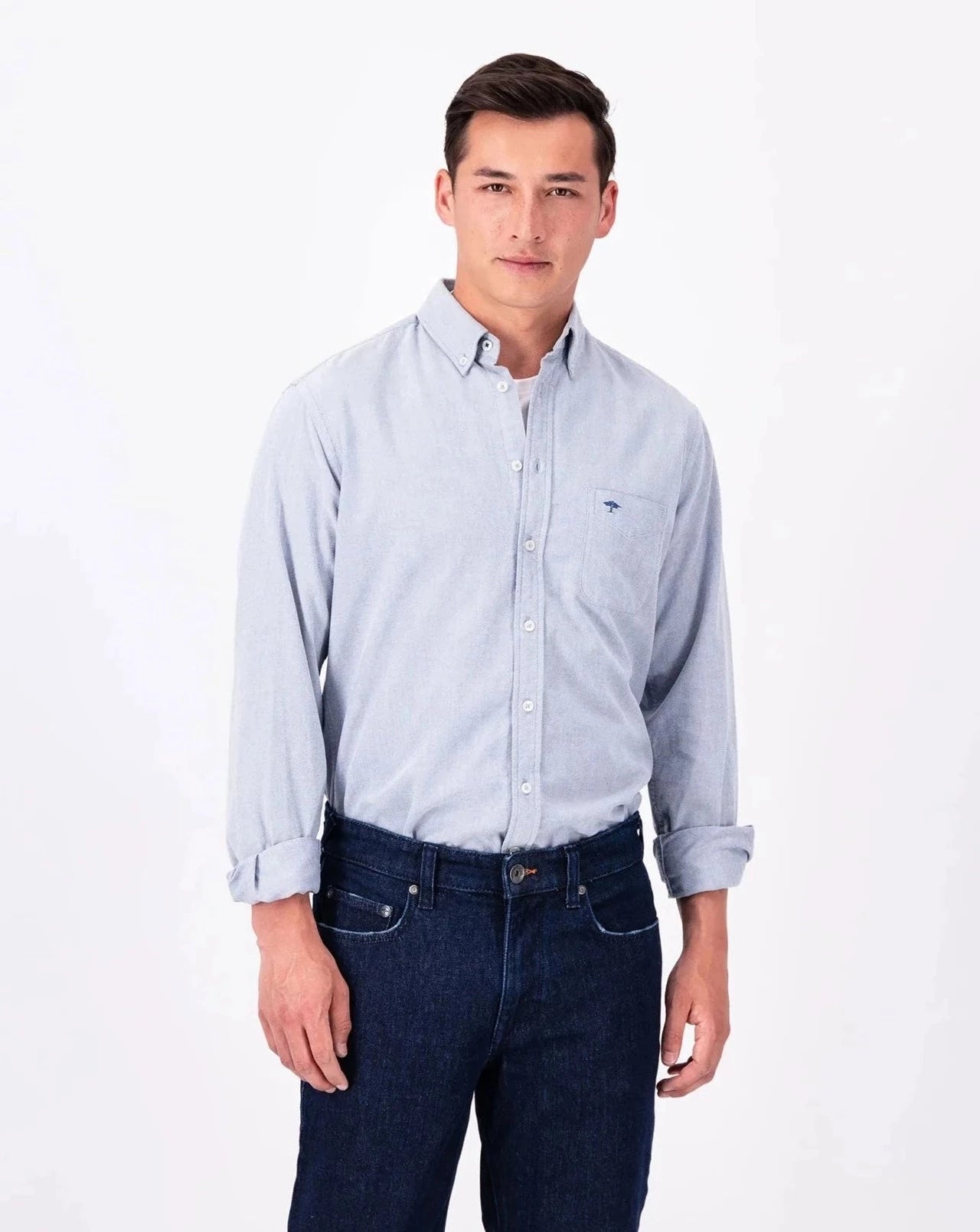 FYNCH-HATTON Modern Fit Oxford Shirt, Blue Grey