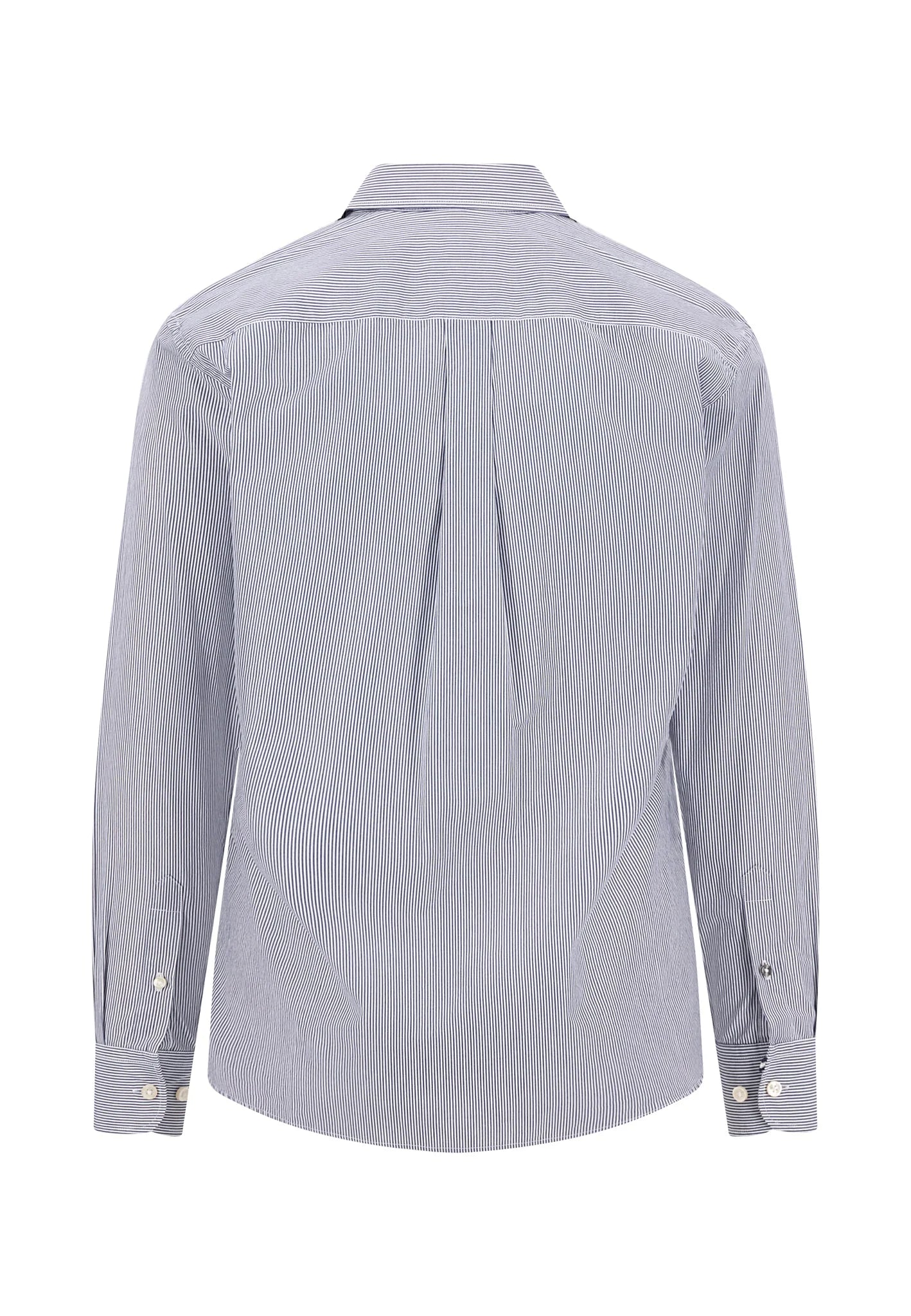 Cotton Shirt with Kent Collar, Striped Navy