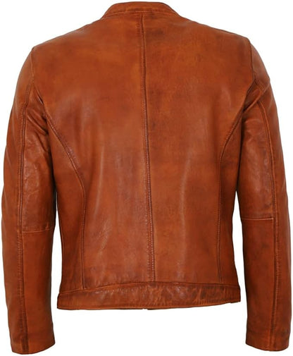 MILESTONE Odin Leather Jacket, Cognac Orange