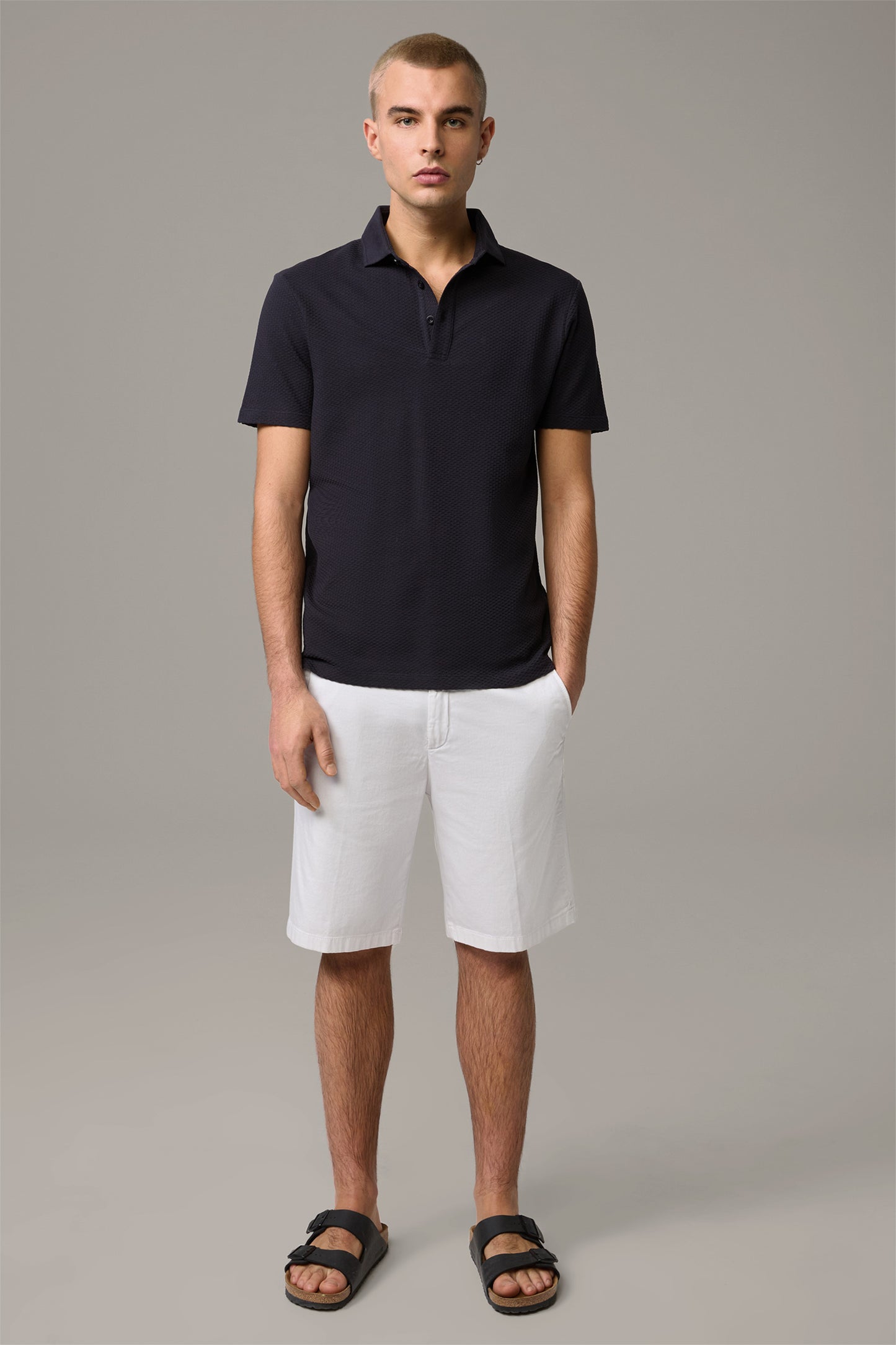 STRELLSON Fisher Cotton Polo Shirt, Structured Navy