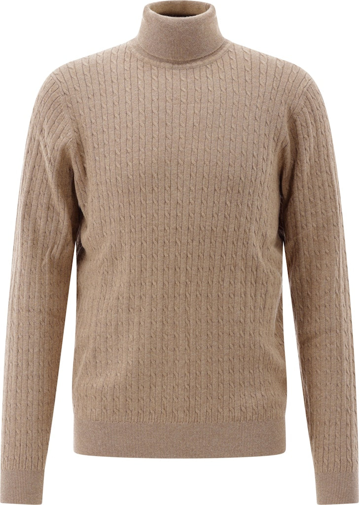 Roll-Collar Pullover, Beige
