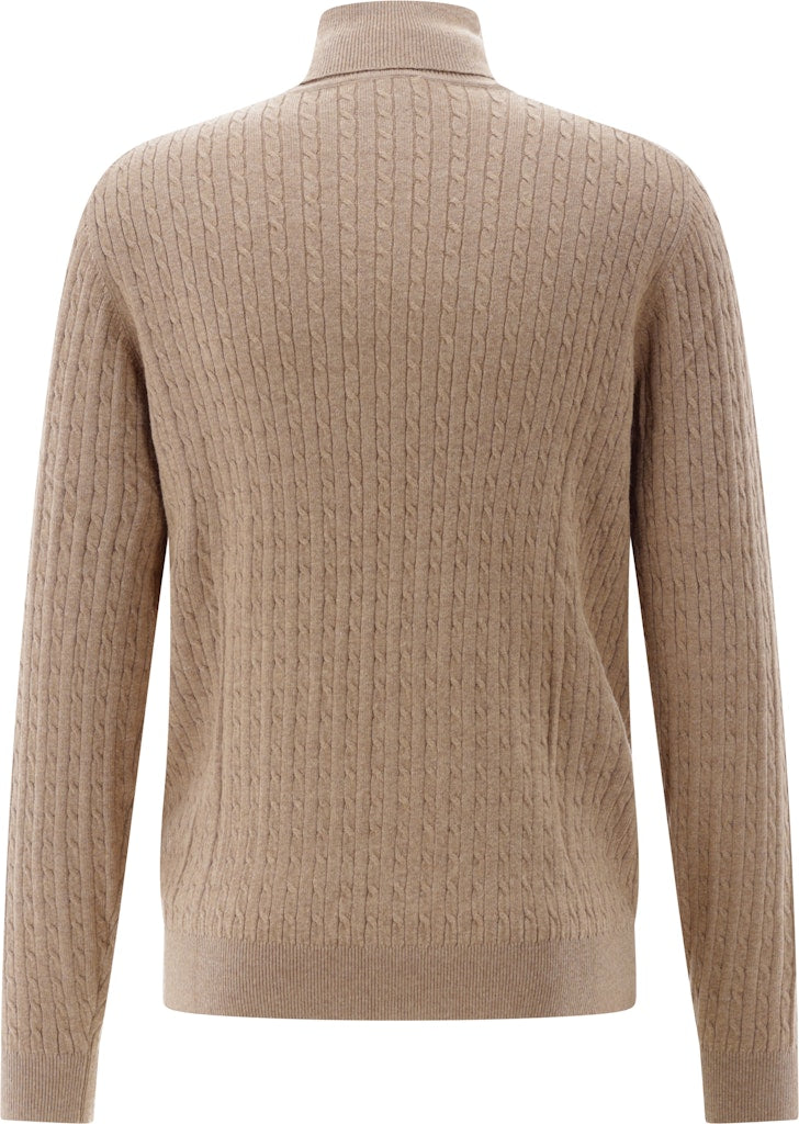 Roll-Collar Pullover, Beige