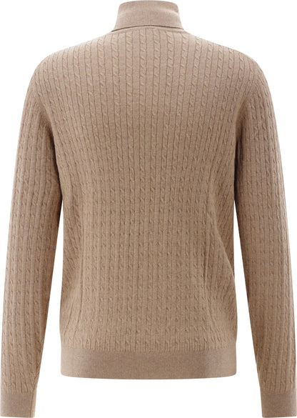 Roll-Collar Pullover, Beige