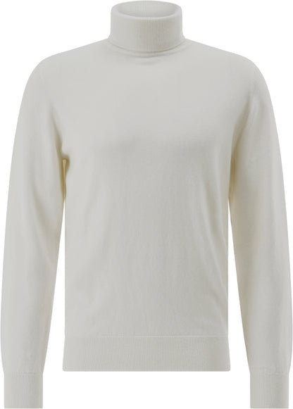 Roll-Collar Pullover, White