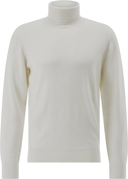 Roll-Collar Pullover, White