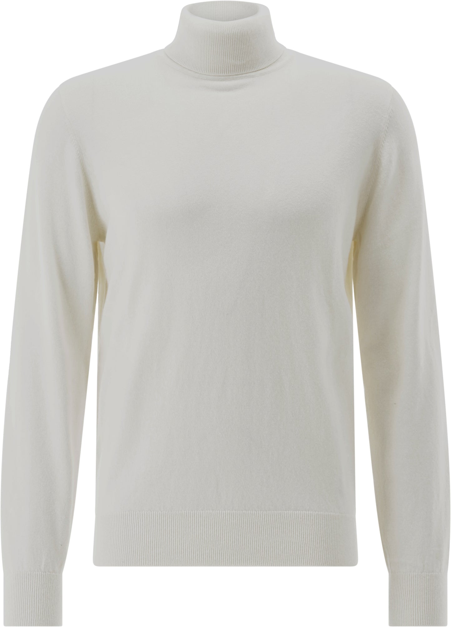 Roll-Collar Pullover, White