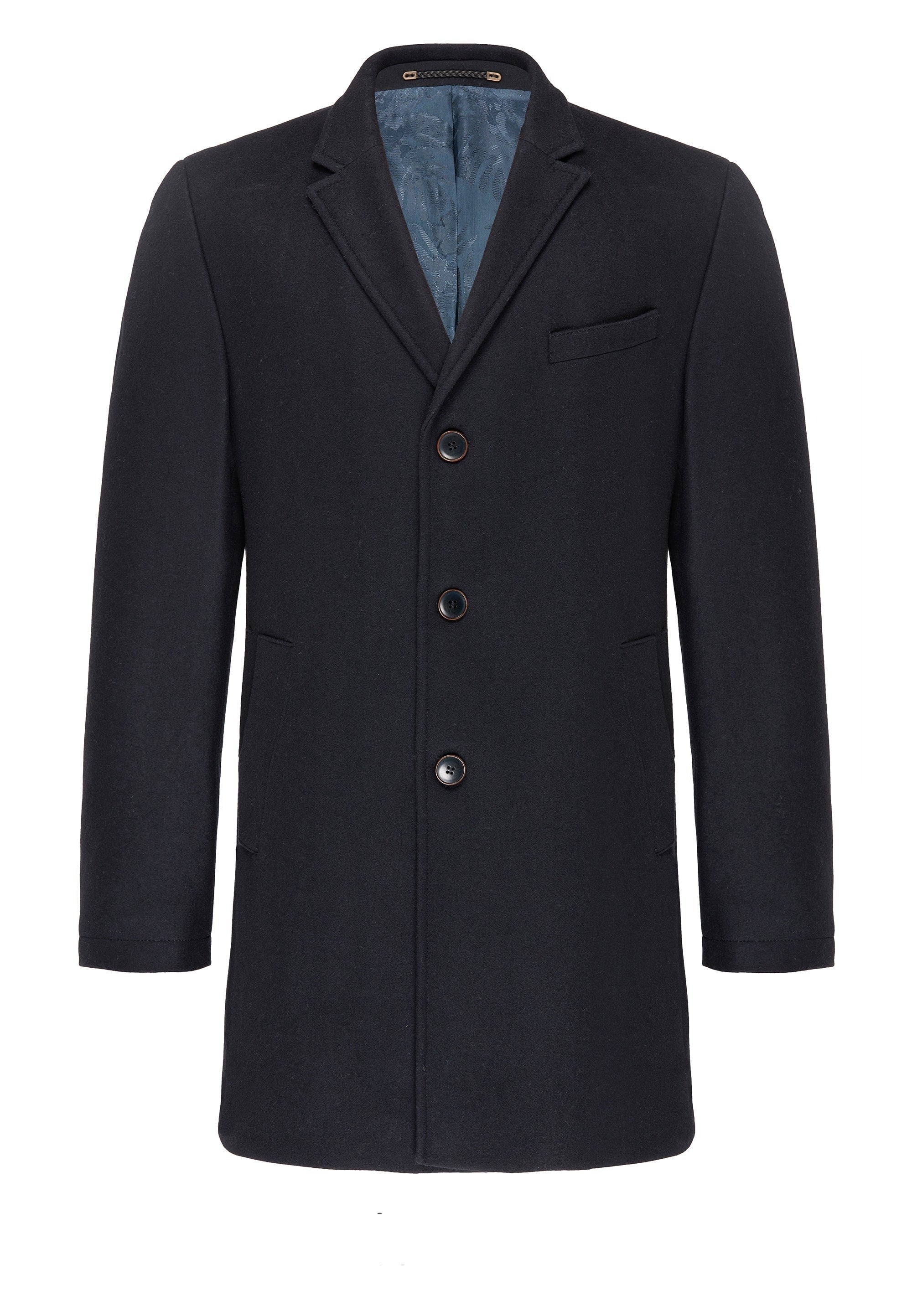 CARL GROSS Wool Cashmere Blend Coat Navy