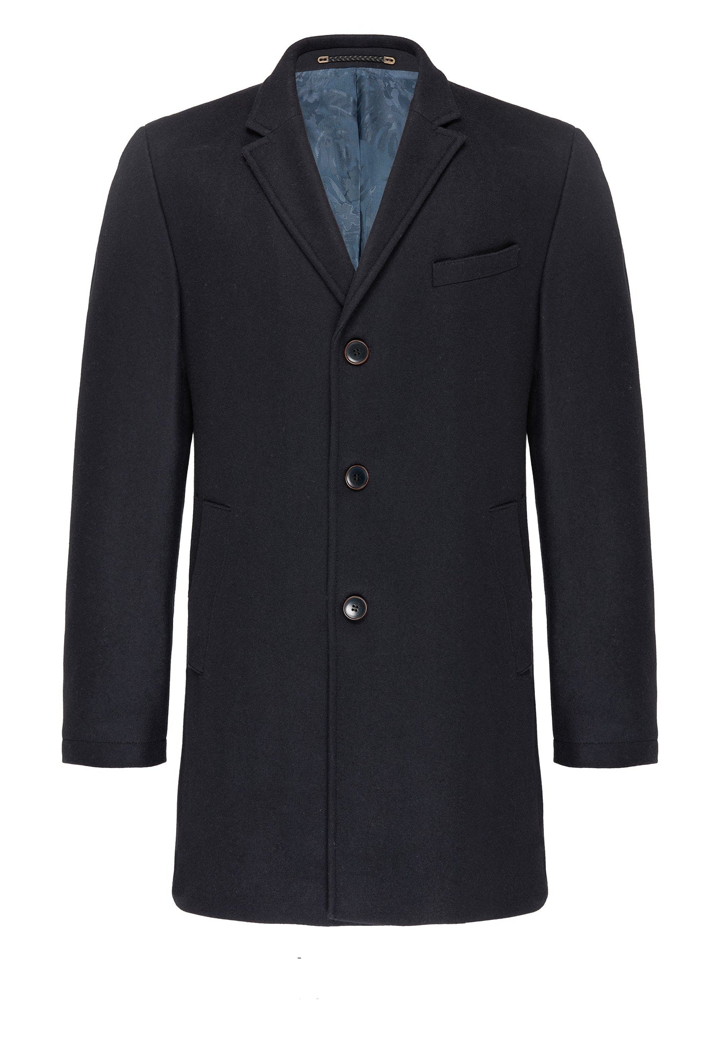 CARL GROSS Wool & Cashmere Blend Coat, Navy