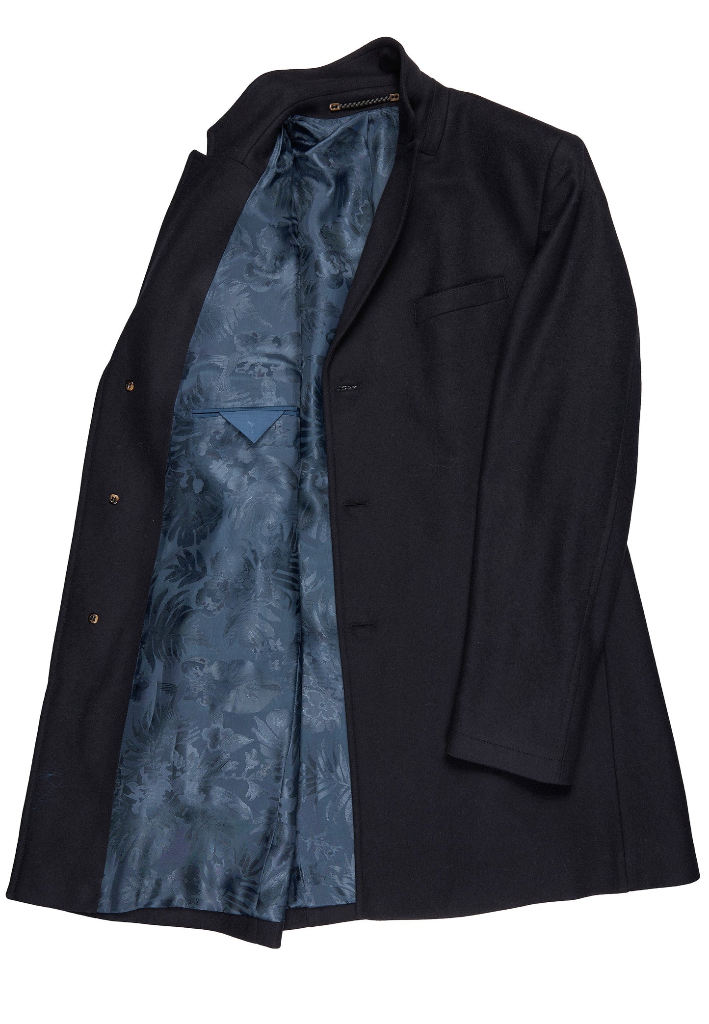 CARL GROSS Wool & Cashmere Blend Coat, Navy