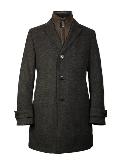 Fishbone Wool Coat, Charcoal