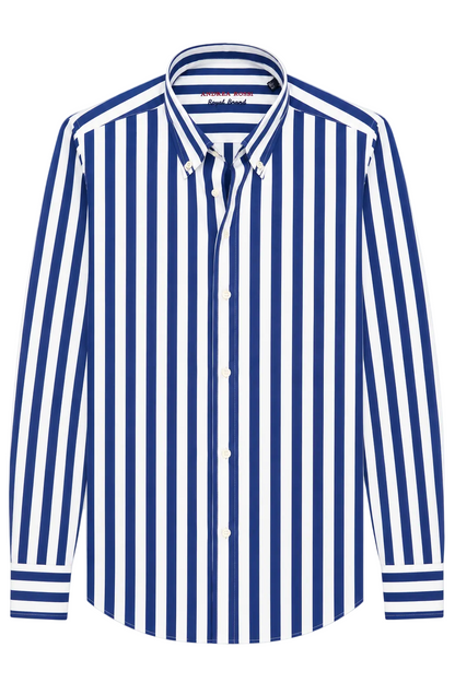 Smart Casual Cotton Shirt, Striped Navy