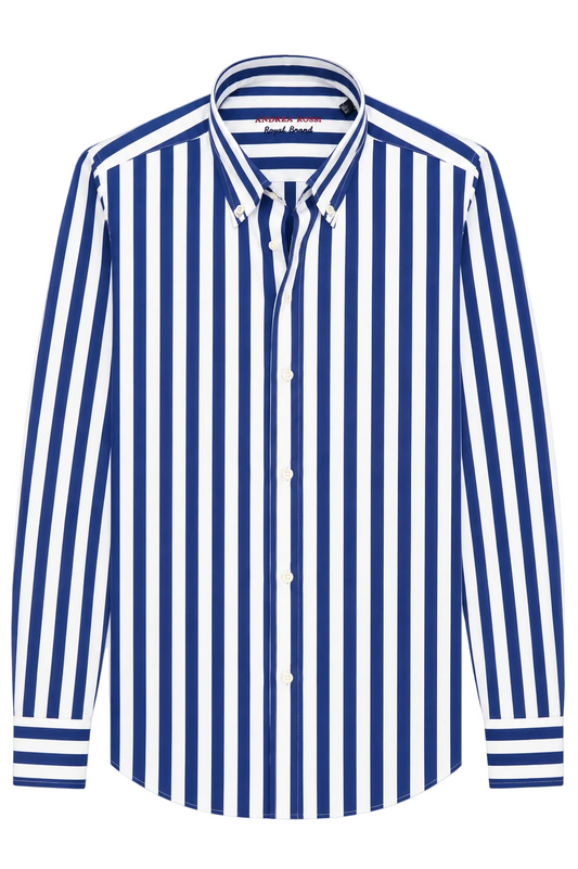 Smart Casual Cotton Shirt, Striped Navy