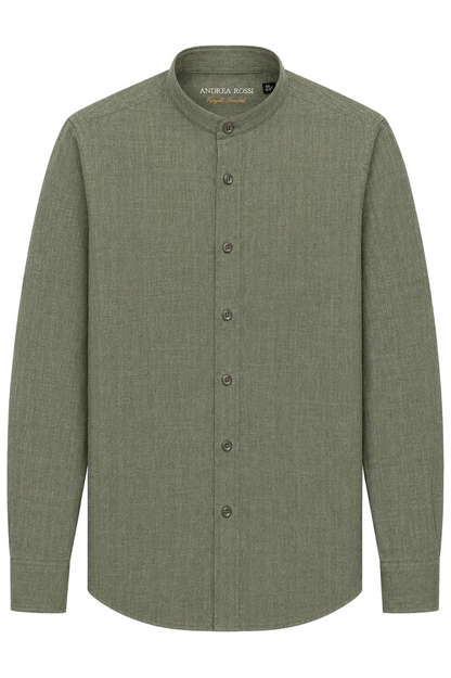 Mandarin Linen Shirt, Green