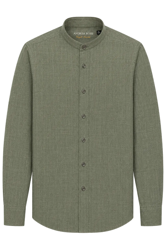 Mandarin Linen Shirt, Green