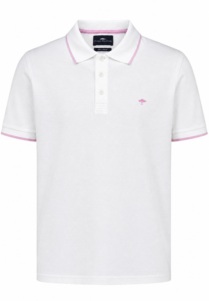 Piqué Polo Shirt, White-Pink