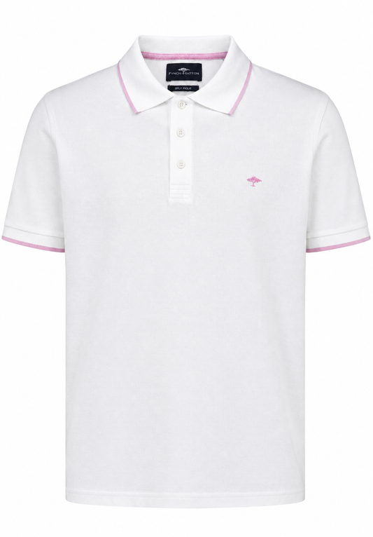 Piqué Polo Shirt, White-Pink