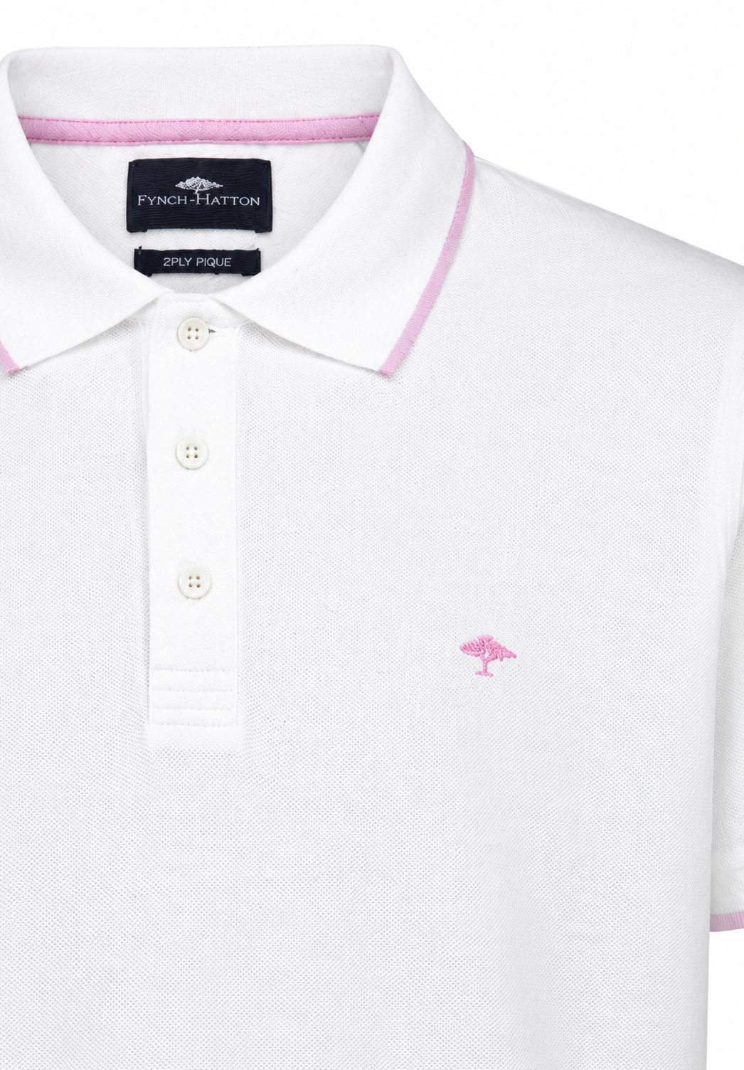 Piqué Polo Shirt, White-Pink