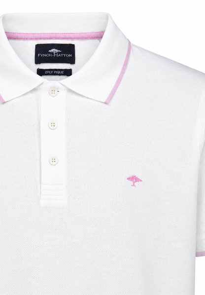 Piqué Polo Shirt, White-Pink