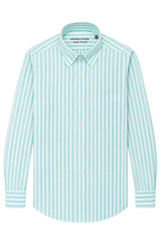 Linen Shirt, Mint Striped