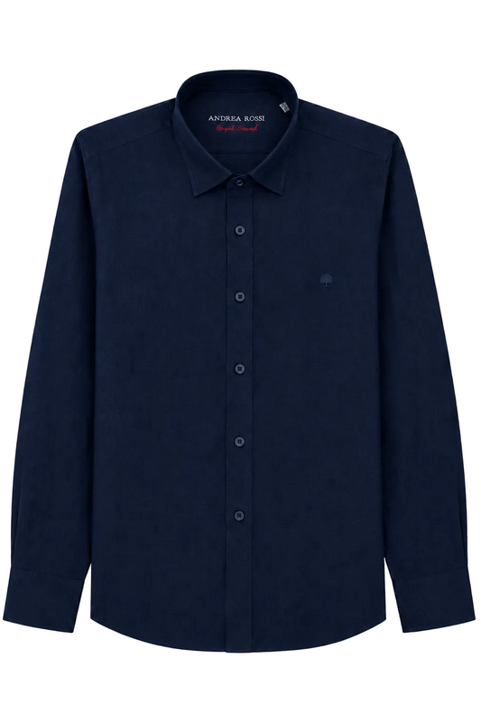Navy blue shirt on a white background