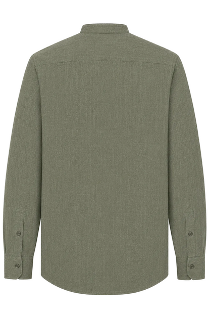Mandarin Linen Shirt, Green