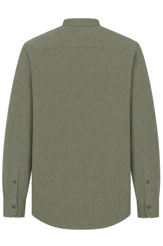 Mandarin Linen Shirt, Green