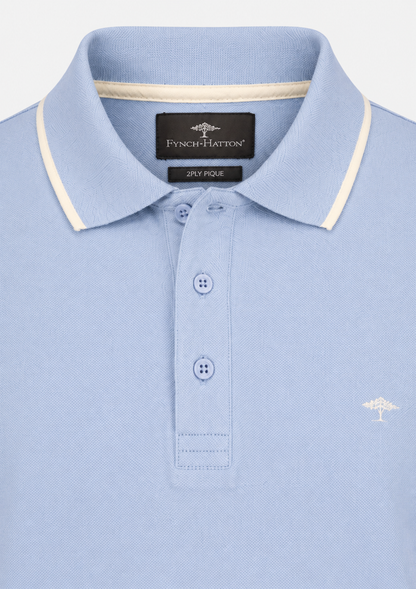 Piqué Polo Shirt, Blue-White