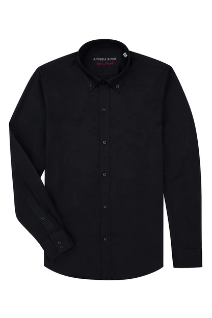 Smart Casual Cotton Shirt, Black