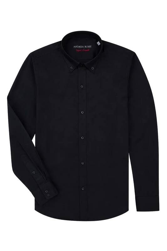 Smart Casual Cotton Shirt, Black