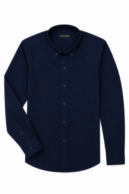 Smart Casual Cotton Shirt, Navy
