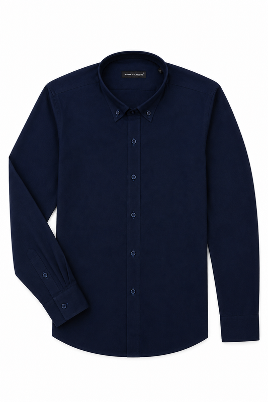 Smart Casual Cotton Shirt, Navy