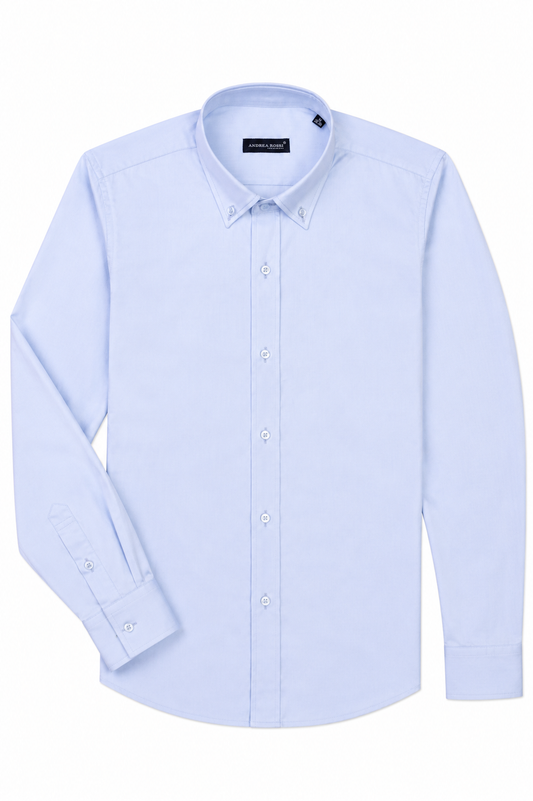 Smart Casual Cotton Shirt, Light Blue