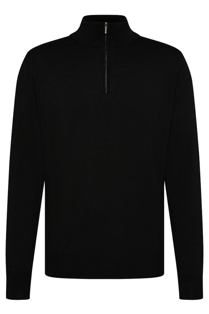 Half-Zip Knit Sweater, Black