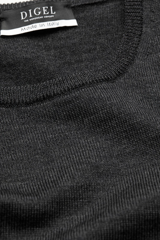 Round Neck Pullover, Charcoal