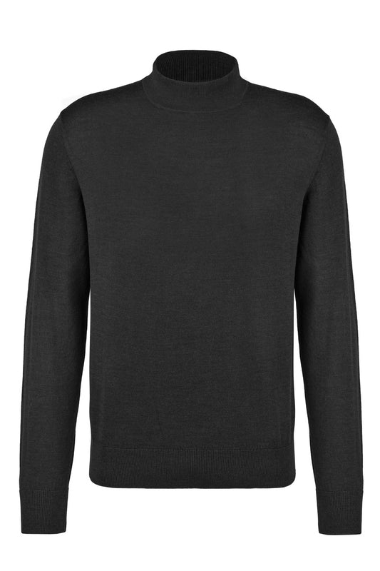 Stand Up Collar Merino Wool Knit, Charcoal